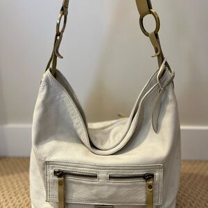 Chic Cream Leather Hobo Bag